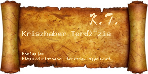 Kriszhaber Terézia névjegykártya